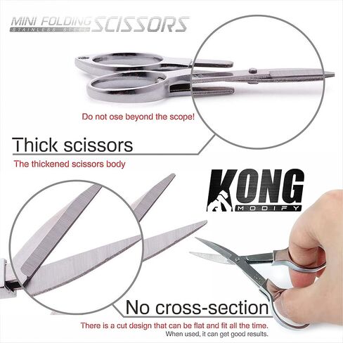 2 Pcs Mini Folding Scissors, Stainless Steel Telescopic Small Cutter, Foldable Scissors, Safety Portable for Travel, Fishing, Kitchen, Craft, Office, Cable, Hair, Sewing, Key Chain. in Saudi Arabia