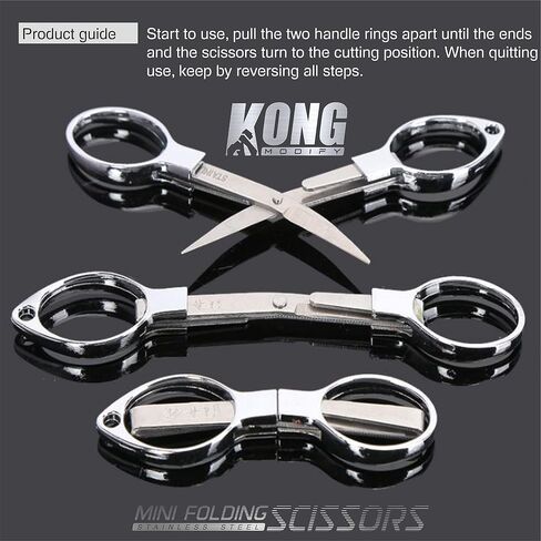 2 Pcs Mini Folding Scissors, Stainless Steel Telescopic Small Cutter, Foldable Scissors, Safety Portable for Travel, Fishing, Kitchen, Craft, Office, Cable, Hair, Sewing, Key Chain. in Saudi Arabia