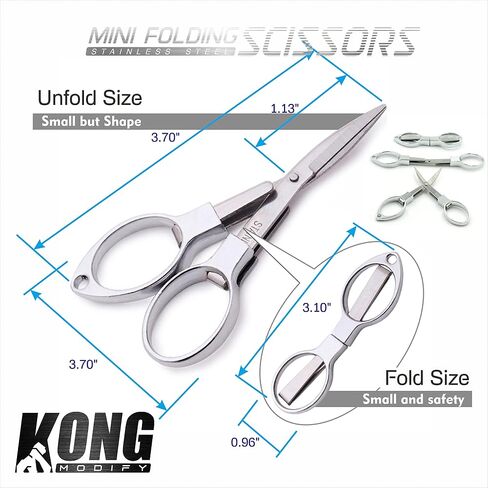 2 Pcs Mini Folding Scissors, Stainless Steel Telescopic Small Cutter, Foldable Scissors, Safety Portable for Travel, Fishing, Kitchen, Craft, Office, Cable, Hair, Sewing, Key Chain. in Saudi Arabia