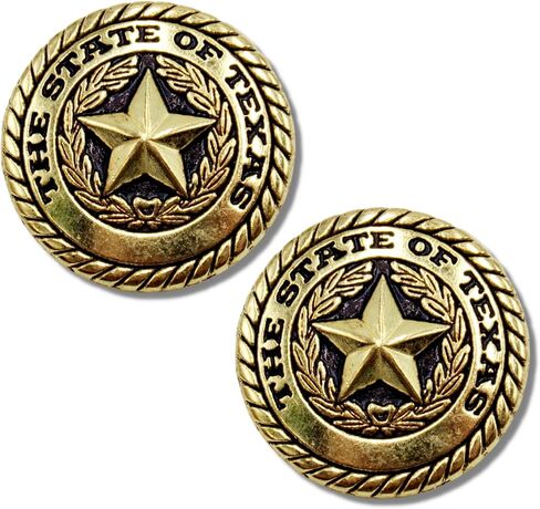 Needzo State of Texas Seal Concho Gold Tone Concho، Conchos مع إغلاق المفاجئة للسرج الجلدي أو الحزام، ملحقات روديو الغربية لرعاة البقر وفتيات البقر، حزمة من 2، 1 بوصة لكل منهما in Kuwait