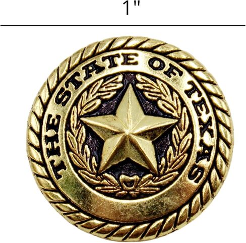 Needzo State of Texas Seal Concho Gold Tone Concho، Conchos مع إغلاق المفاجئة للسرج الجلدي أو الحزام، ملحقات روديو الغربية لرعاة البقر وفتيات البقر، حزمة من 2، 1 بوصة لكل منهما in Kuwait