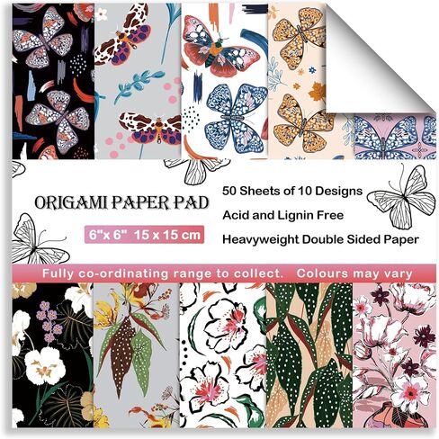 Origami Paper 6x6 Double Sided 50 Sheets 10 Colors origami kit Japanese Chiyo Square Craft Kits Easy Fold Arts Crafts DIY Handwork Beginner Chiyo in Saudi Arabia