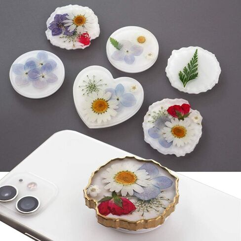 قالب راتينج بمقبض الهاتف من Anlan-angel، قوالب صب إيبوكسي دائرية غير منتظمة دائرية على الجزء العلوي من قالب السيليكون مع 20 قطعة من مقابس الهاتف للحرف اليدوية التي تقف على شكل سلسلة مفاتيح ومستلزمات صناعة المجوهرات in Kuwait