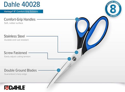 dahle عريقة comfort-grip مقص ، سطح ناعم بالمطاط ، مصنوع من الفولاذ المقاوم للصدأ ، شد قابل للتعديل ، فتحات مصنوعة بدقة double-ground شفرات, 5" Length in Kuwait