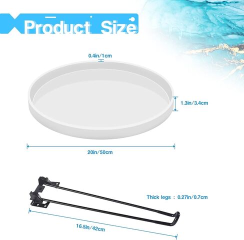 19.7 Inch Round Epoxy Table Resin Molds, ULENDIS Large Charcuterie Board Resin Mold with 3 PCS Hairpin Legs, Reusable DIY Art Home Decoration Resin Tray Mold for River Table, Cutting Board in Kuwait