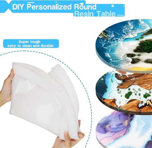 19.7 Inch Round Epoxy Table Resin Molds, ULENDIS Large Charcuterie Board Resin Mold with 3 PCS Hairpin Legs, Reusable DIY Art Home Decoration Resin Tray Mold for River Table, Cutting Board in Kuwait