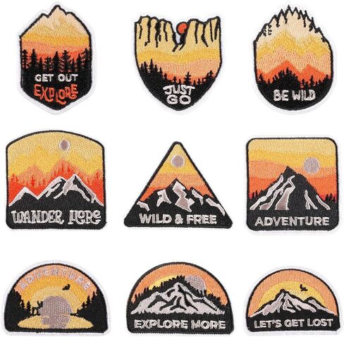 Woohome Patch Embroidered, 7 PCS Landscape Iron on Applique Mountain Sew On Patches Peak Patches Camping Theme Iron on Patches for Craft, Sewing, Clothing, Other Fabrics in Kuwait
