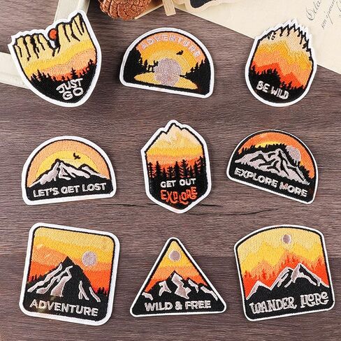 Woohome Patch Embroidered, 7 PCS Landscape Iron on Applique Mountain Sew On Patches Peak Patches Camping Theme Iron on Patches for Craft, Sewing, Clothing, Other Fabrics in Kuwait