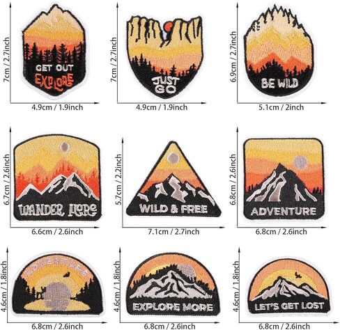 Woohome Patch Embroidered, 7 PCS Landscape Iron on Applique Mountain Sew On Patches Peak Patches Camping Theme Iron on Patches for Craft, Sewing, Clothing, Other Fabrics in Kuwait