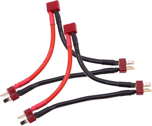 Treehobby 2PCS T-Plug 2 Male to 1 Female Series Connector Adapter Double Voltage Connectors with 12awg 10cm Silicone Wire Compatible with RC Car Truck Boat Lipo Battery Connection in Saudi Arabia