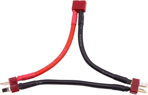 Treehobby 2PCS T-Plug 2 Male to 1 Female Series Connector Adapter Double Voltage Connectors with 12awg 10cm Silicone Wire Compatible with RC Car Truck Boat Lipo Battery Connection in Saudi Arabia