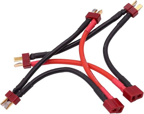 Treehobby 2PCS T-Plug 2 Male to 1 Female Series Connector Adapter Double Voltage Connectors with 12awg 10cm Silicone Wire Compatible with RC Car Truck Boat Lipo Battery Connection in Saudi Arabia