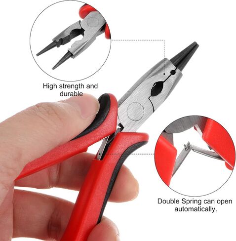 HARFINGTON Mini Round Nose Pliers 4.5 Inch Tapered Jaw Precision Fine Plier with Plastic Handle for DIY Crafts Jewelry Making in Saudi Arabia