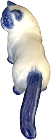 تمثال صغير من السيراميك لبيت الدمية الفارسي القط Delft الأزرق والأبيض النادرة مصغرة حديقة بونساي اليدوية رسمت هدية عيد الحب in Kuwait