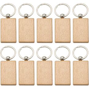 AUEAR, Blank Wooden Key Chain Wood Keychain Key Ring Key Tags Personalized EDC or Best Gift Craft