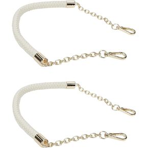 Wealrit 2 pcs White Leather Gold Chain Strap with Metal Lobster Clasp,Purse Chain Handles,Bag Chain Accessories for Handbag Purse Clutch Bag Replacement in Kuwait