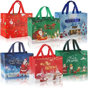 أكياس هدايا عيد الميلاد 12 قطعة من BAISDY، حقائب كبيرة قابلة لإعادة الاستخدام مع مقابض in Kuwait