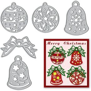 Christmas Bell Lamp Metal Cutting Dies for Card Making and Paper Craft, Christmas Lights Snowflake Bow Ball Dies Cuts for Card Making Templates Embossing Mould DIY Stencils Scrapbooking Album Paper