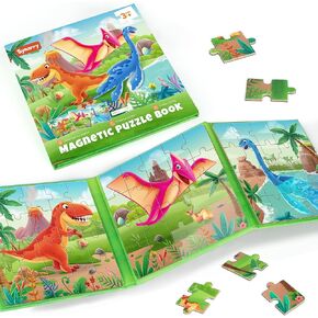 SYNARRY Large Unicorn Mermaid Princess Fairy Wooden Kids Puzzles 4 in 1 Gift Box(12.2*9.4 in) - FSC Certified, Puzzles for Toddlers 3-5, Puzzles for Kids Ages 4-6, Toys Gifts for 3 4 5 Year Old Girls
