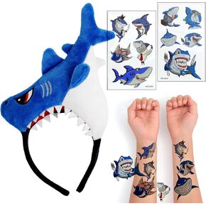 DEODARI Shark Headband Shark Costume Hat for kids with Shark Tatoo for Shark Party Favors 1pc …