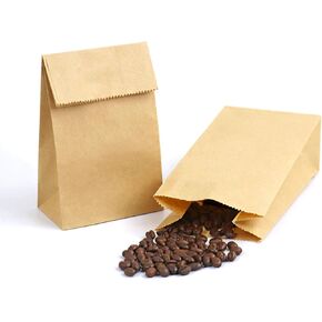 Kslong Mini Brown Paper Bags, 50pcs Small Kraft Paper Bags 1 LB 3.5x2.2x6.7" Baby Shower Wedding Favor Bags Candy Popcorn Treat Bag Bread Cookie Snack Thank You Gift Wrapping Bag Bulk (Brown 2)