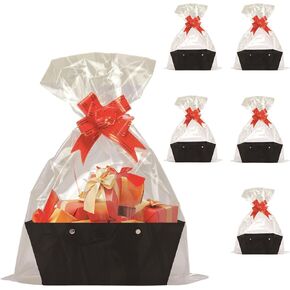 Baskets For Gifts Empty, 5 PCS White Gift Bags With Handles DIY Kit, Gift Basket Empty To Fill Bulk For Party Favors Wedding Birthday Christmas Halloween Holiday Thank You Get Well Soon
