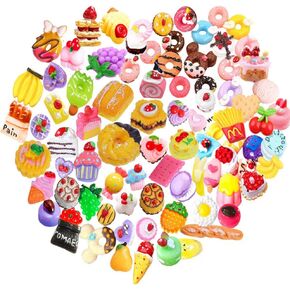20 pcs Mix Lot 3D Slime Charm Slices Dessert Cake Ice Cream Bread Donut Cookie Candy Resin Flatback Bead Button for DIY Scrapbooking Embellishment, Phonecase Hair Clip Jewelry Craft Accessory (20) in Kuwait