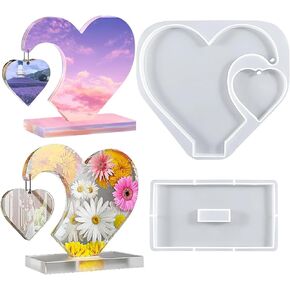Heart Photo Frame Resin Molds Epoxy Resin Picture Frame Mold Handmade Silicone Mold Resin Casting Molds for DIY Valentine's Day Gifts Ornament Crafts Home Decor Table Decorations