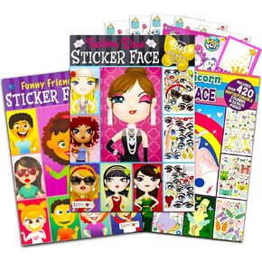 مجموعة كتب ملصقات وجه للبنات والأطفال الصغار - 3 كتب ملصقات فاخرة للوجه تتميز بتصاميم الأميرة والحيوانات الأليفة من ديفا فاشون، أكثر من 90 وجه و750 ملصق (مجموعة أنشطة ملصق الوجه) in Kuwait