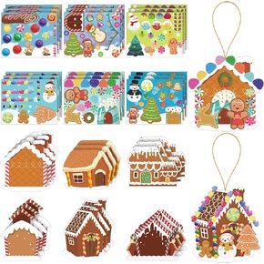 Yinder 36 Pcs Christmas Crafts for Kids Make a Gingerbread House Scene Sticker Funny Gingerbread Stickers Build Your Own Christmas Crafts for DIY Christmas Party Classroom Art Activity Favors in Saudi Arabia