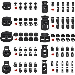 SEMINI 80PCS Transparent Plastic Cord Locks Spring Toggle Stopper Cord Stops Fastener Toggles for Shoelaces, Drawstrings, Paracord, Bags, Clothing (Transparent)