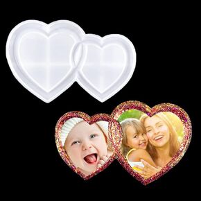 Voyyphixa Photo Frame Resin Mold Double Heart Shaped, Picture Frame Silicone Molds, DIY Personalized Photo Frame Epoxy Resin Mold for DIY Crafts, Valentine Wedding Home Decor (Double Heart Shaped) in Kuwait