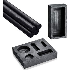 6 Pcs Graphite Ingot Mold Stir Rod Stick Set, 5-in-1 Graphite Casting Ingot Mold Coinning Combo Metal Refining Scrap Mold, 1pc Graphite Ingot Crucible Mould, 4pcs Graphite Stir Rod Stick for Melting