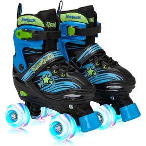 XinoSports Kids Adjustable Roller Skates for Girls & Boys with Light Up Wheels (Ages 5-20) – Roller Skates with Illuminating Wheels…