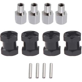 4Pcs Alloy 12mm Wheel Hex Hub 15mm Offset Extension Hex Drive Adapter Combiner Coupler for 1/10 RC Crawler Axial Scx10 90046 Wraith D90 Redcat gen7 Wrangler Everest 10 2wd Slash (Black,15mm)