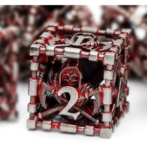 HNCCESG D&D Dice، Dungeons and Dragons مجموعة النرد المعدنية متعددة السطوح المجوفة للعب D و D النرد المبتدئ لألعاب الطاولة RPG MTG Pathfinder Warhammer Shadowrun Yahtzee (أزرق فضي ثلاثي الأبعاد)