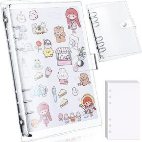 Reusable Sticker Book Collecting Sticker Binder 40 Sheets PVC Transparent Shell Collection Album for Collecting Labels Book Storage(1 Piece,A6)