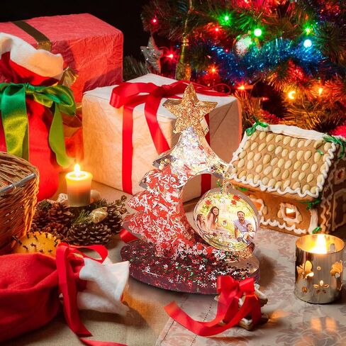 Voaesdk كبير إطار صورة شجرة عيد الميلاد قوالب السيليكون الراتنج إطار الصورة عرض قوالب الايبوكسي مع حامل DIY بها بنفسك عيد الميلاد زخرفة الحرف الجدول هدايا ديكور المنزل in Kuwait