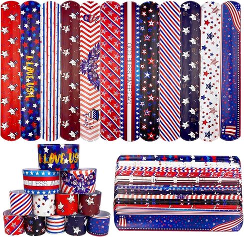 JoFAN 48 قطعة أساور صفعة الرابع من يوليو ألعاب للأطفال والأولاد والبنات ديكورات الرابع من يوليو وإكسسوارات الديكور والهدايا in Kuwait