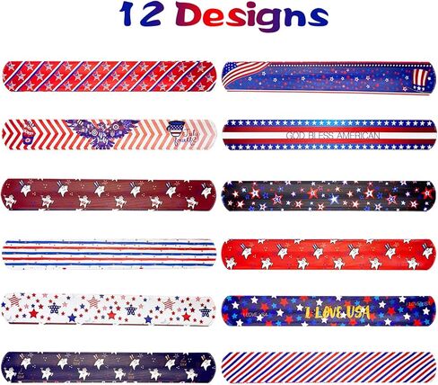 JoFAN 48 قطعة أساور صفعة الرابع من يوليو ألعاب للأطفال والأولاد والبنات ديكورات الرابع من يوليو وإكسسوارات الديكور والهدايا in Kuwait