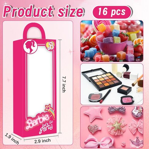 HYOUNINGF 16Pack Barbies Party Favor Boxes Barbies Gift Box Goodie Bags for Girls Birthday Barbies Photo Booth Candy Treat Boxes for Pink Birthday Barbies Party Decorations Supplies in Kuwait