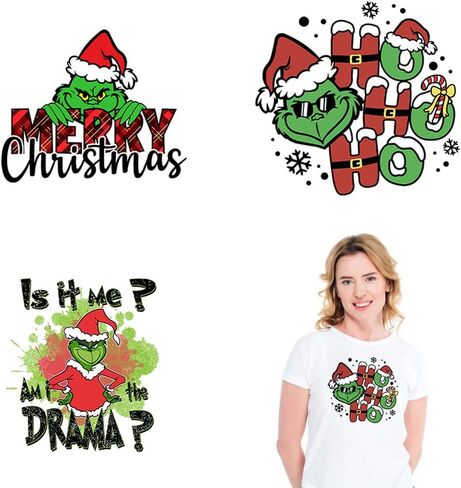 ملصقات فينيل قابلة للكي بتصميم الكريسماس الناقل للحرارة للشتاء والكريسماس على ملصقات نقل الكي للتي شيرتات وحقيبة الظهر والملابس والقبعات والوسائد، 3 اوراق in Kuwait