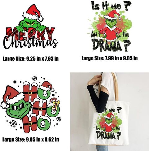 ملصقات فينيل قابلة للكي بتصميم الكريسماس الناقل للحرارة للشتاء والكريسماس على ملصقات نقل الكي للتي شيرتات وحقيبة الظهر والملابس والقبعات والوسائد، 3 اوراق in Kuwait