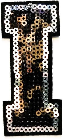 3" inch Black and Silver Sequin Letter A-Z Iron-on Patch Appliqué Sewing Alphabet Letter (B) in Saudi Arabia