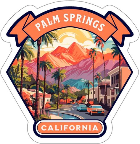 Palm Springs Sticker California Travel Nature Decal Vinyl Small Waterproof for Water Bottle Mug Passport Book Scrapbook Notebook Laptop Tumbler Skateboard Computer Phone Size 4" Funny Gift in Saudi Arabia