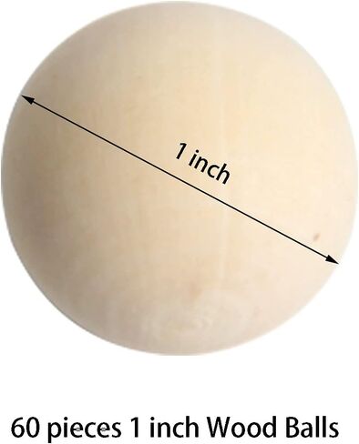 كرات خشبية مستديرة 2.54 سم من بوبوك، 60 عبوة كرات خشبية غير مكتملة، خشب البتولا الناعم، كرات حرفية مستديرة طبيعية لمشروعات DIY والفنون واللوازم الحرفية in Kuwait