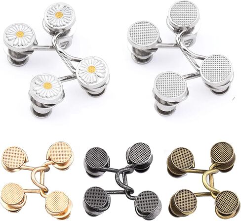 25 قطعة مشبك خصر قابل للتعديل للجينز 5 انماط زر كبس قابل لاعادة الاستخدام بدون مسامير in Kuwait