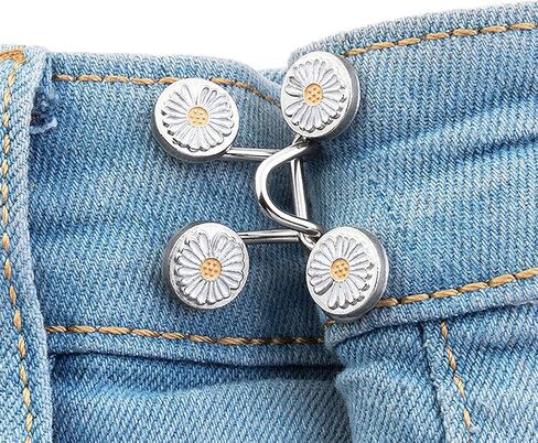 25 قطعة مشبك خصر قابل للتعديل للجينز 5 انماط زر كبس قابل لاعادة الاستخدام بدون مسامير in Kuwait