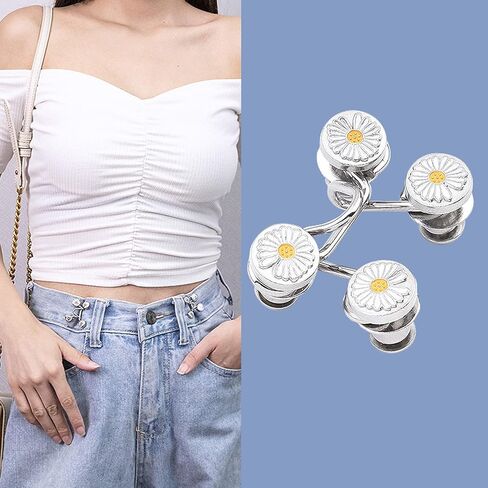 25 قطعة مشبك خصر قابل للتعديل للجينز 5 انماط زر كبس قابل لاعادة الاستخدام بدون مسامير in Kuwait