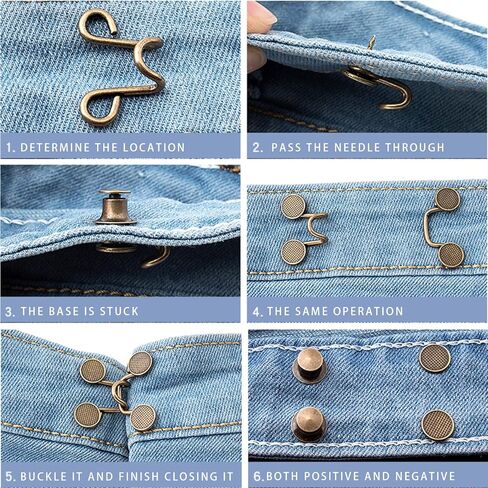25 قطعة مشبك خصر قابل للتعديل للجينز 5 انماط زر كبس قابل لاعادة الاستخدام بدون مسامير in Kuwait